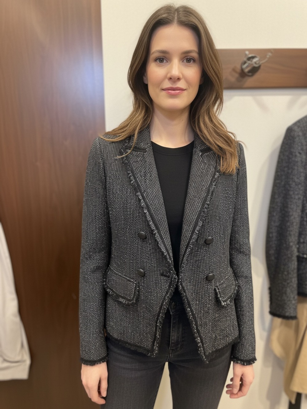Veronica Beard Silver Metallic Tweed Miller Jacket - Picture 4 of 5